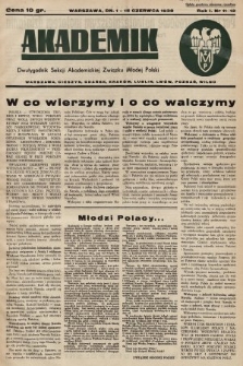 Akademik : dwutygodnik Sekcji Akademickiej Związku Młodej Polski. R. 1, 1938, nr 11-12