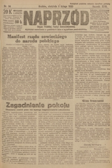 Naprzód : organ Polskiej Partyi Socyalistycznej. 1920, nr  34
