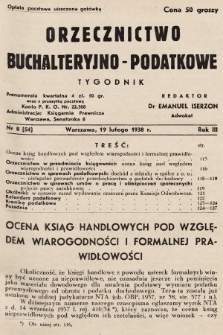 Orzecznictwo Buchalteryjno-Podatkowe : tygodnik. 1938, nr 8