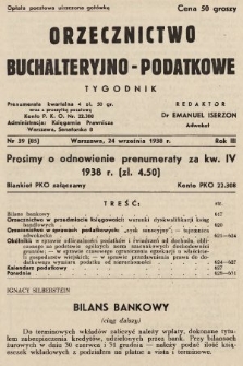 Orzecznictwo Buchalteryjno-Podatkowe : tygodnik. 1938, nr 39