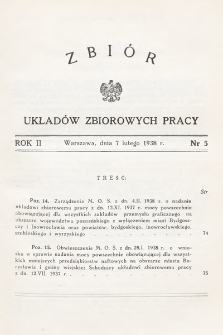 Zbiór Układów Zbiorowych Pracy. 1938, nr 5