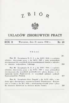 Zbiór Układów Zbiorowych Pracy. 1938, nr 19