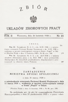 Zbiór Układów Zbiorowych Pracy. 1938, nr 23