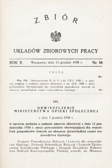 Zbiór Układów Zbiorowych Pracy. 1938, nr 58