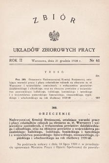 Zbiór Układów Zbiorowych Pracy. 1938, nr 61