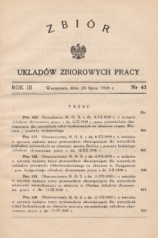Zbiór Układów Zbiorowych Pracy. 1939, nr 43