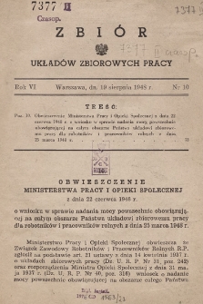 Zbiór Układów Zbiorowych Pracy. 1948, nr 10