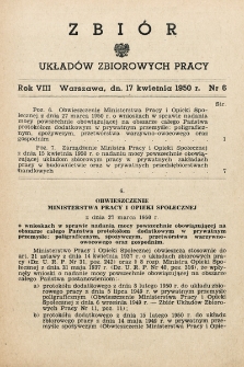 Zbiór Układów Zbiorowych Pracy. 1950, nr 6