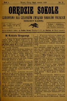 Orędzie Sokole : czasopismo dla członków Związku Sokołów Polskich Dzielnicy Śląskiej. 1920, nr 3