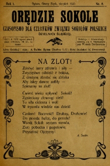 Orędzie Sokole : czasopismo dla członków Związku Sokołów Polskich Dzielnicy Śląskiej. 1920, nr 8