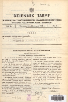 Dziennik Taryf Pocztowych, Teletechnicznych i Radjokomunikacyjnych. 1935, nr 2
