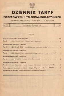 Dziennik Taryf Pocztowych i Telekomunikacyjnych. 1945, nr 3