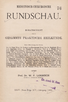 Medicinisch-Chirurgische Rundschau. 1883