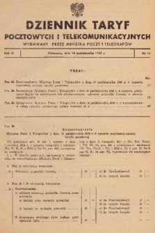 Dziennik Taryf Pocztowych i Telekomunikacyjnych. 1948, nr 14