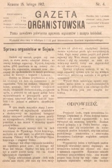 Gazeta Organistowska : pismo zawodowe poświęcone sprawom organistów i muzyce kościelnej. 1912, nr 4