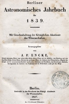 Berliner Astronomisches Jahrbuch : mit Genehmhaltung der Königlichen Akademie der Wissenschaften. 1839, Bd. 64