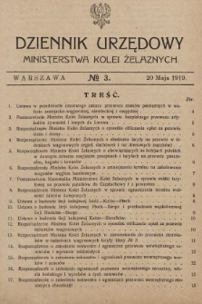 Dziennik Urzędowy Ministerstwa Kolei Żelaznych. 1919, nr 3