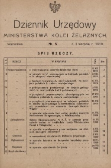 Dziennik Urzędowy Ministerstwa Kolei Żelaznych. 1919, nr 5