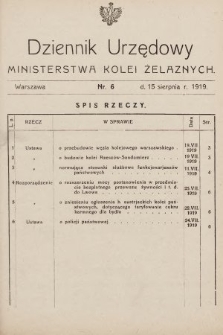 Dziennik Urzędowy Ministerstwa Kolei Żelaznych. 1919, nr 6