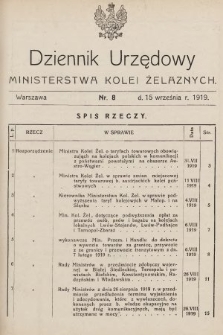 Dziennik Urzędowy Ministerstwa Kolei Żelaznych. 1919, nr 8