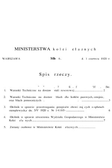 Dziennik Urzędowy Ministerstwa Kolei Żelaznych. 1920, nr 6