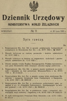 Dziennik Urzędowy Ministerstwa Kolei Żelaznych. 1920, nr 11