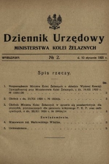 Dziennik Urzędowy Ministerstwa Kolei Żelaznych. 1921, nr 2