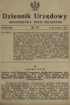 Dziennik Urzędowy Ministerstwa Kolei Żelaznych. 1921, nr 24
