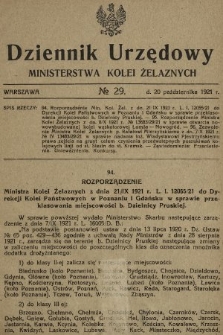 Dziennik Urzędowy Ministerstwa Kolei Żelaznych. 1921, nr 29