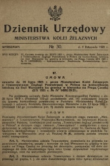 Dziennik Urzędowy Ministerstwa Kolei Żelaznych. 1921, nr 30