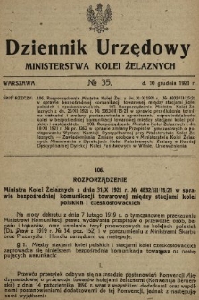 Dziennik Urzędowy Ministerstwa Kolei Żelaznych. 1921, nr 35