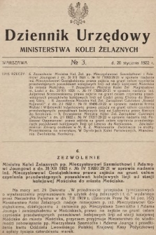 Dziennik Urzędowy Ministerstwa Kolei Żelaznych. 1922, nr 3