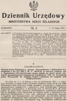 Dziennik Urzędowy Ministerstwa Kolei Żelaznych. 1923, nr 4