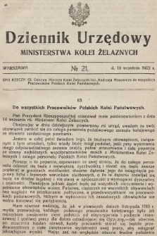 Dziennik Urzędowy Ministerstwa Kolei Żelaznych. 1923, nr 21