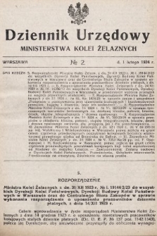 Dziennik Urzędowy Ministerstwa Kolei Żelaznych. 1924, nr 2