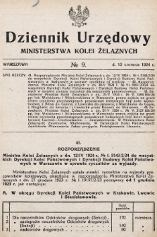 Dziennik Urzędowy Ministerstwa Kolei Żelaznych. 1924, nr 9