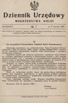 Dziennik Urzędowy Ministerstwa Kolei. 1926, nr 7