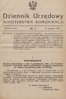 Dziennik Urzędowy Ministerstwa Komunikacji. 1926, nr 3