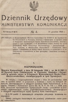Dziennik Urzędowy Ministerstwa Komunikacji. 1926, nr 4
