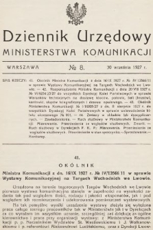 Dziennik Urzędowy Ministerstwa Komunikacji. 1927, nr 8
