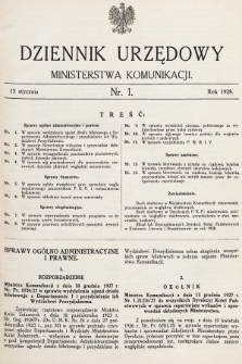 Dziennik Urzędowy Ministerstwa Komunikacji. 1928, nr 1