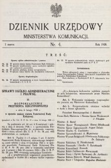 Dziennik Urzędowy Ministerstwa Komunikacji. 1928, nr 4