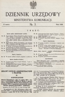 Dziennik Urzędowy Ministerstwa Komunikacji. 1928, nr 5