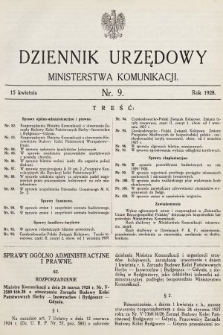 Dziennik Urzędowy Ministerstwa Komunikacji. 1928, nr 9