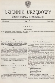 Dziennik Urzędowy Ministerstwa Komunikacji. 1928, nr 19
