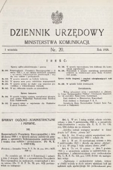 Dziennik Urzędowy Ministerstwa Komunikacji. 1928, nr 20