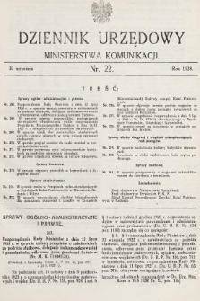 Dziennik Urzędowy Ministerstwa Komunikacji. 1928, nr 22