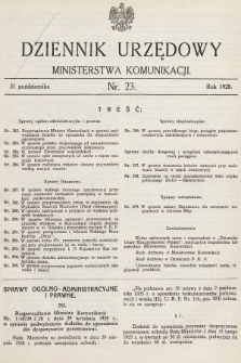 Dziennik Urzędowy Ministerstwa Komunikacji. 1928, nr 23
