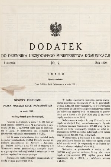 Dziennik Urzędowy Ministerstwa Komunikacji. 1930, dodatek do nr 7