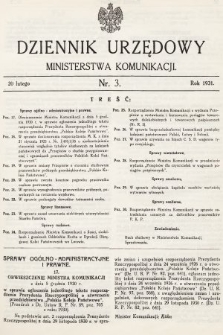 Dziennik Urzędowy Ministerstwa Komunikacji. 1931, nr 3